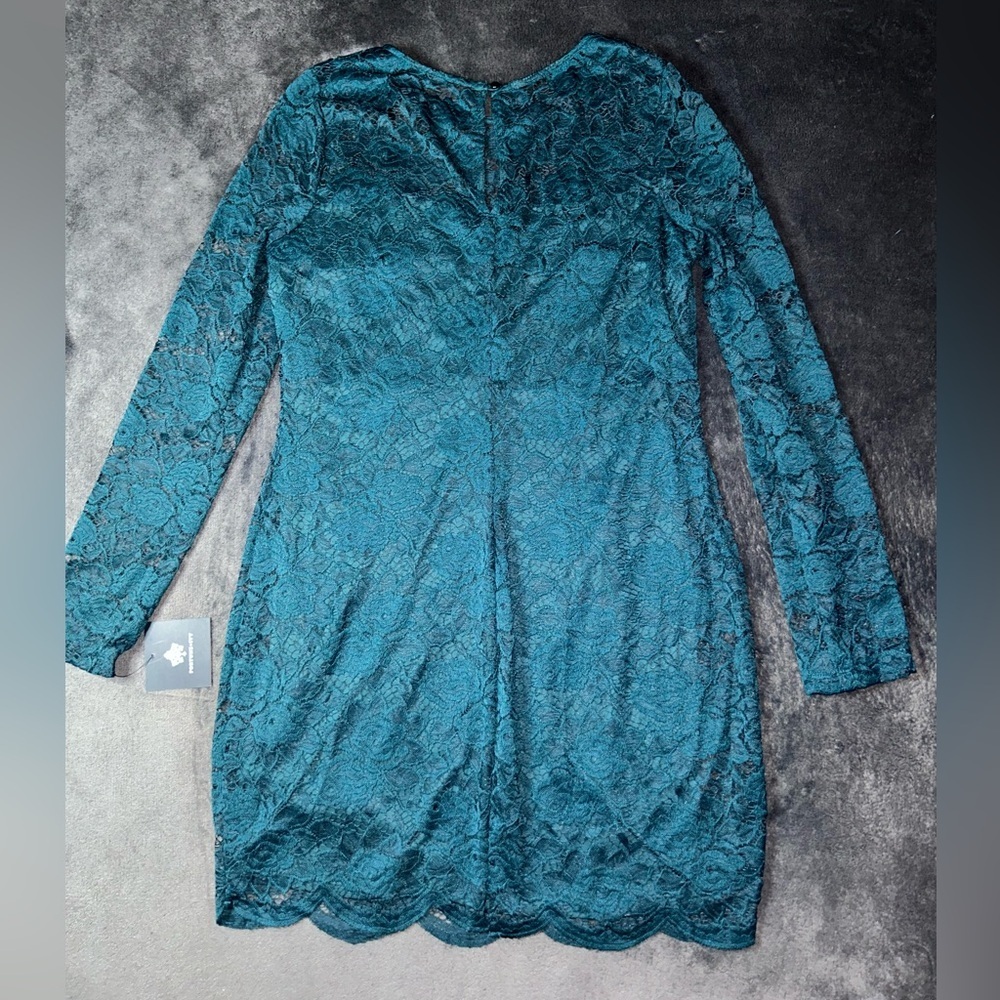 Elegant Teal Lace Dress - Picture 11 of 12